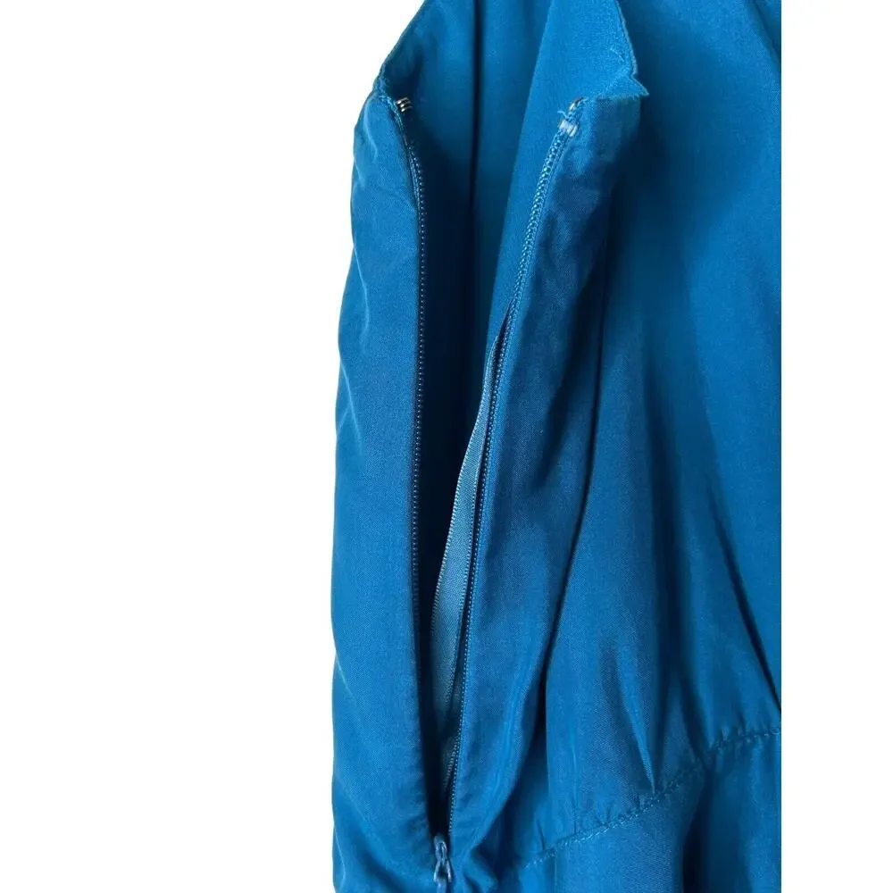 Ann Taylor Loft Dress Women Size 14 Blue Silk Sleeveless Ruffle Mini Fit N Flare - Picture 6 of 12